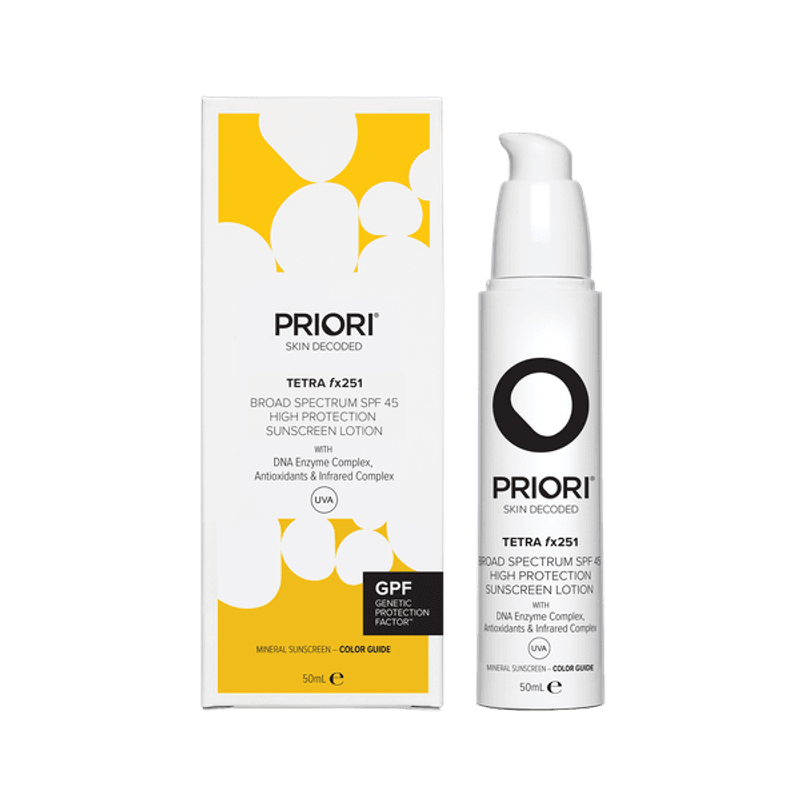 PRIORI TETRA  fx251  Broad Spectrum SPF 50 COLOR GUIDE