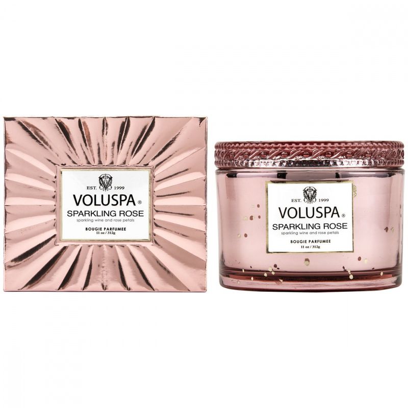 Voluspa Sparkling Rose boxed Corta Maison Glass Candle 45timer