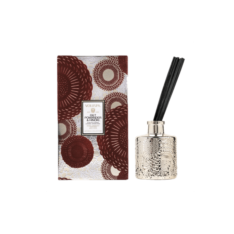 Voluspa Gilt Pomander & Hinoki Reed Diffuser 100ml